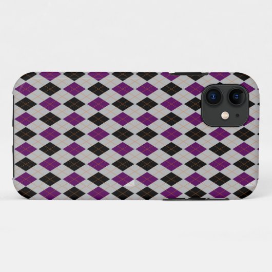 Herfst Argyle Zwart Paarse Patroon Case-Mate iPhone Case (Achterkant (horizontaal))