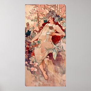Herfst Art Nouveau-schilderij van Alphonse Mucha Poster
