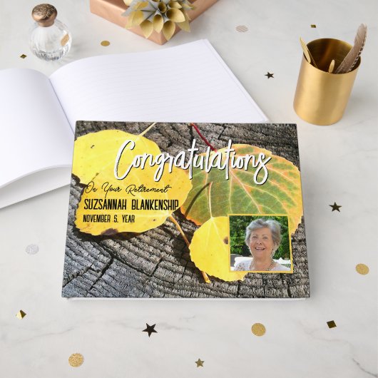 Herfst Aspen Leaves & Custom Photo Special Event Gastenboek (Voorkant open)