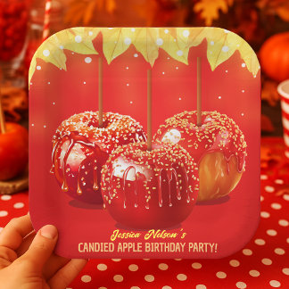 Herfst Autumn Candided Apple Party Papieren Bordje