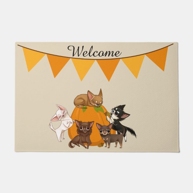 Herfst Autumn Chihuahua door Mat (Voorkant)
