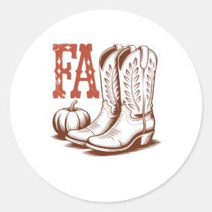 Herfst Autumn Cowgirl Pumpkin Ronde Sticker