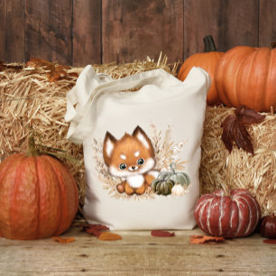 Herfst Autumn Cute fox Canvas tas