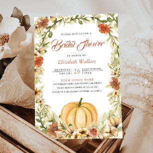 Herfst Autumn Earthy Floral Pumpkin Vrijgezellenfe Kaart