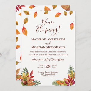 Herfst Autumn Elopement receptie uitnodiging