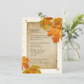 Herfst Autumn Falling Leaf Elegant Wedding Details Kaart (Staand voorkant)