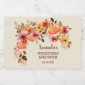 Herfst Autumn Floral Swag Mini Sparkling Wijnetiket (Enkel label)