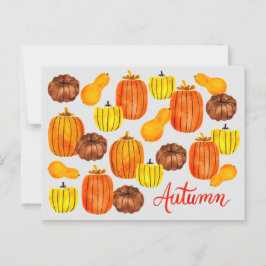 Herfst Autumn Harvest Waterverf Pumpkins Briefkaar Briefkaart