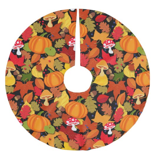 Herfst Autumn Leaves en Toadstools Patterned Kerstboom Rok (Voorkant)