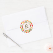 Herfst Autumn Leaves Monogram Initiaal Ronde Sticker (Envelop)