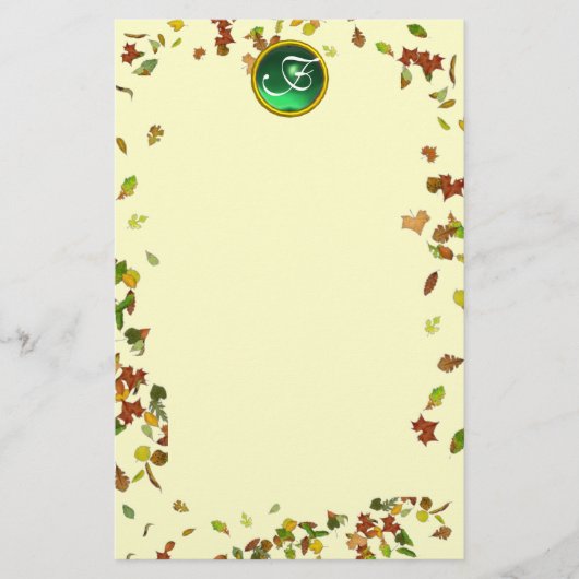 HERFST / AUTUMN LEVERT EMERALD GEMSTONE MONOGRAM BRIEFPAPIER (Voorkant)