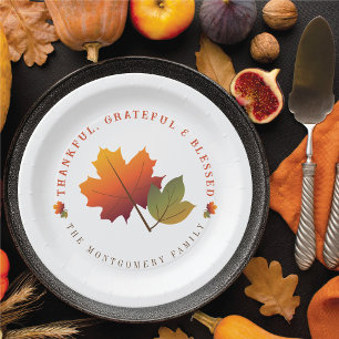 Herfst Autumn Maple Leaf Grateful Thanksgiving Par Papieren Bordje