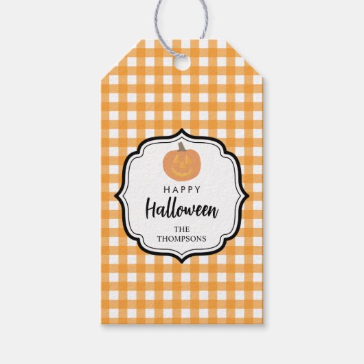 Herfst Autumn Oranje Play Halloween Pumpkin Cadeaulabel (Voorkant)