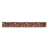 Herfst Autumn Plaid bladeren Oranje zwarte patroon Lint (Voorkant)