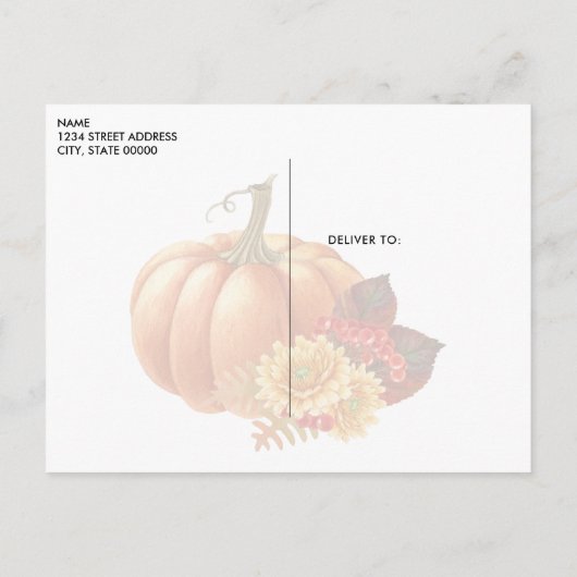 Herfst Autumn Pumpkin Briefkaart (Achterkant)