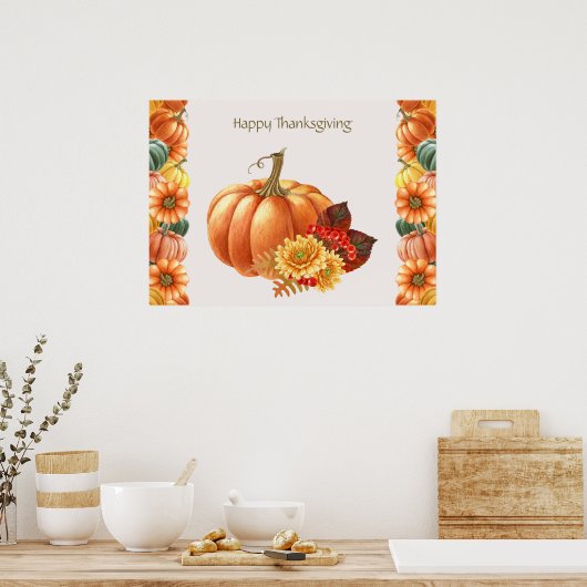 Herfst Autumn Pumpkin Poster (Keuken)