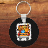 Herfst Autumn Pumpkin Truck Lunch Lady Lover Thank Sleutelhanger (Voorkant)