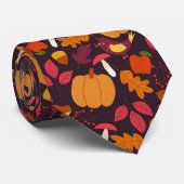 Herfst Autumn Pumpkins Leaves Pushrooms Stropdas (Opgerold)