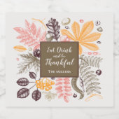 Herfst Autumn Thanksgiving Sparkling Wijnetiket (Enkel label)