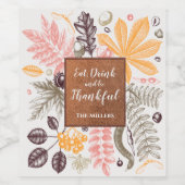 Herfst Autumn Thanksgiving Wijn Etiket (Enkel label)