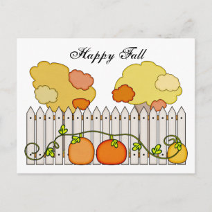 Herfst Autumn Trees Pumpkin Picket Fence Briefkaart