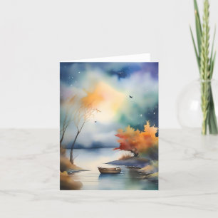 Herfst avondscène B - Waterverven & Pen Feestdagen Kaart