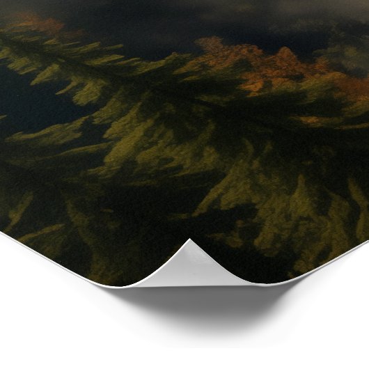 Herfst Avontuur Steampunk Zeppelin over Bos Poster (Hoek)