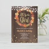 Herfst Baby Meisje Douche Uitnodigingskrans Rustie Kaart (Staand voorkant)