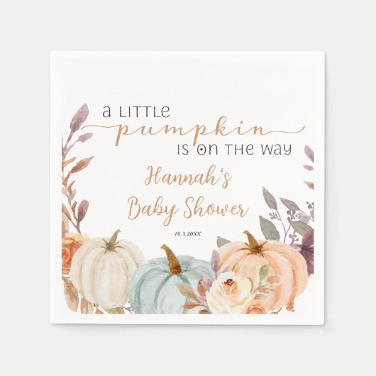 Herfst Baby shower A Little Pumpkin Servet (Voorkant)
