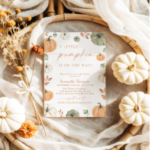 Herfst Baby Shower   Boho Een Klein Pompoentje Kaart