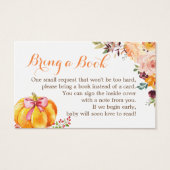 Herfst baby shower Book Request Pumpkin Floral Visitekaartje (Voorkant)