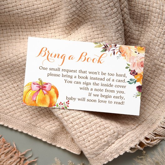 Herfst baby shower Book Request Pumpkin Floral Visitekaartje