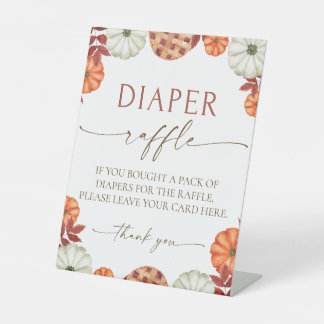 Herfst Baby shower Diaper Raffle Sign Reclamebord Met Voetstuk