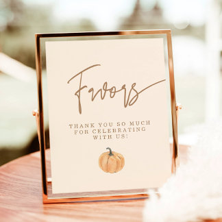 Herfst Baby shower Favors Sign, Pumpkin Favors Sig Poster