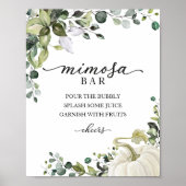 Herfst Baby shower Greenery Mimosa Bar Sign Poster (Voorkant)
