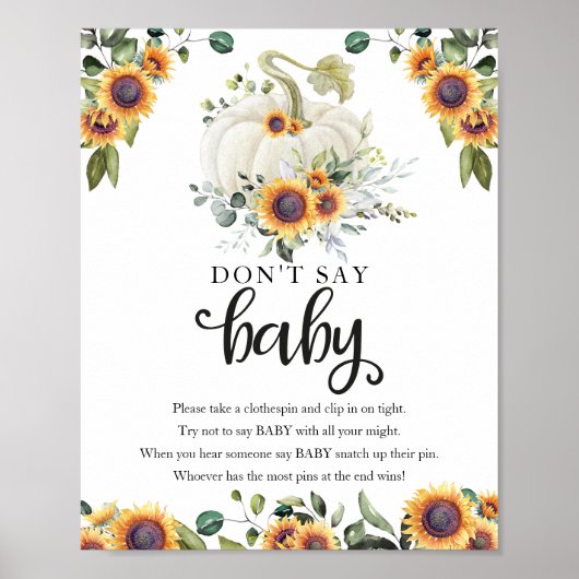 Herfst Baby shower Greenery Zeg niet Baby Sign Poster (Voorkant)
