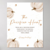 Herfst Baby shower Het Pacifier Hunt Teken Poster (Voorkant)