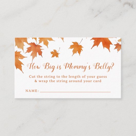 Herfst Baby shower Hoe groot is haar buikspel Informatiekaartje (Voorkant)