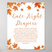 Herfst Baby shower Late Night Luiers Party Game Poster (Voorkant)