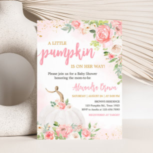 Herfst Baby Shower met Pompoen Bloemen Kaart