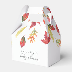 Herfst baby shower met vallende bladeren bedankdoosjes