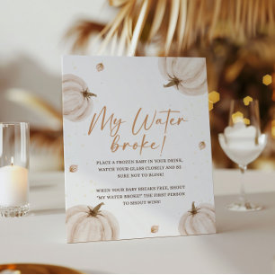 Herfst Baby shower Mijn water brak teken Poster