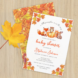 Herfst Baby Shower Pompoen Herfstbladeren Dieren Kaart
