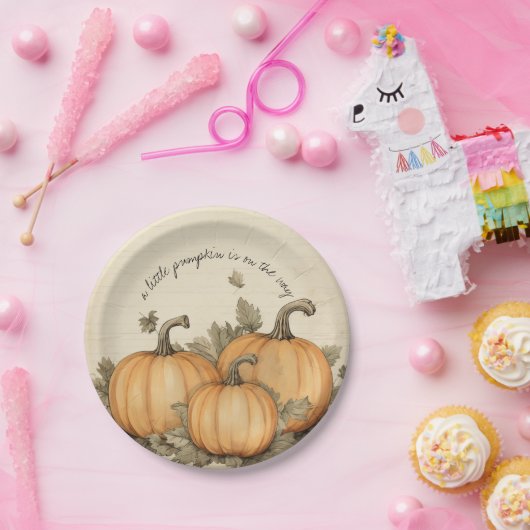 Herfst Baby shower pompoen patch Papieren Bordje (Feest)