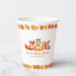 Herfst Baby shower Pompoendieren en Herfstbladeren Papieren Bekers
