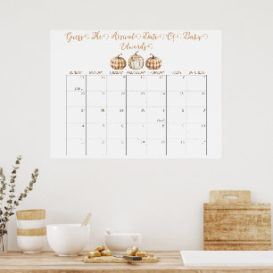 Herfst Baby Shower Raad de Bevallingsdatum Kalende Poster