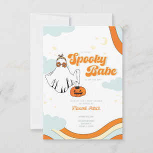 Herfst Baby shower Retro Ghost Groovy Baby shower  Kaart