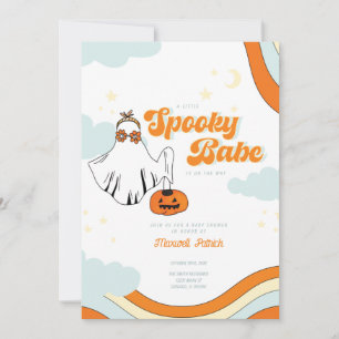 Herfst Baby shower Retro Ghost Groovy Baby shower  Kaart