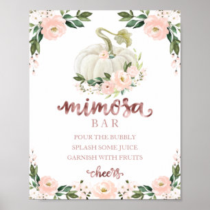 Herfst Baby shower Roze Gold Mimosa Bar Poster