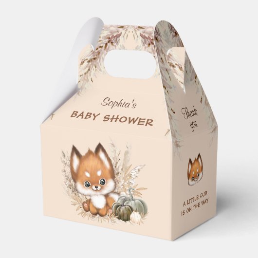 Herfst Baby shower Schattige Fox Pampas Pompoen Fa Bedankdoosjes (Voorkant Zijde)